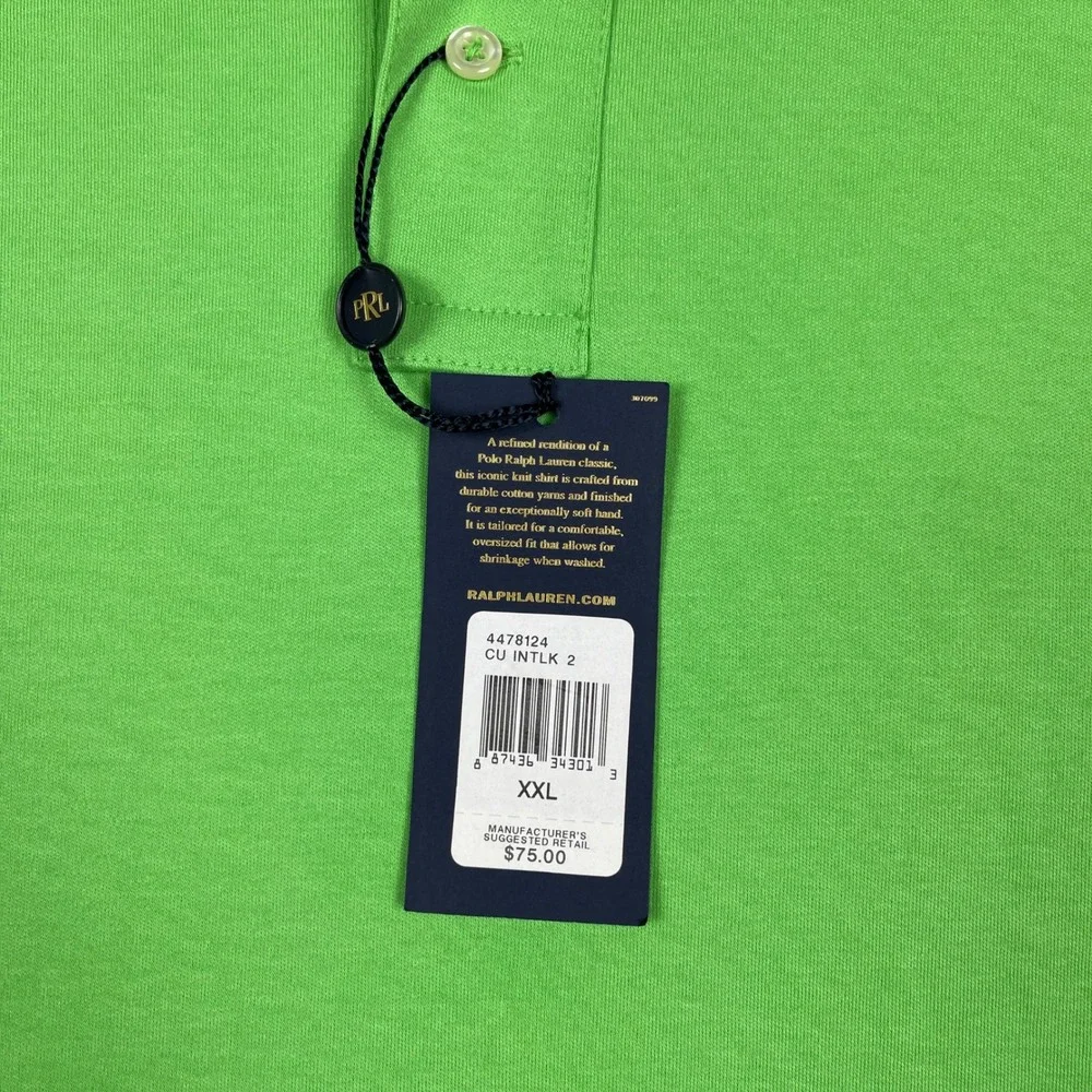 Polo Ralph Lauren Polo Shirt Mens XXL Green Pink Pony Interlock Knit New